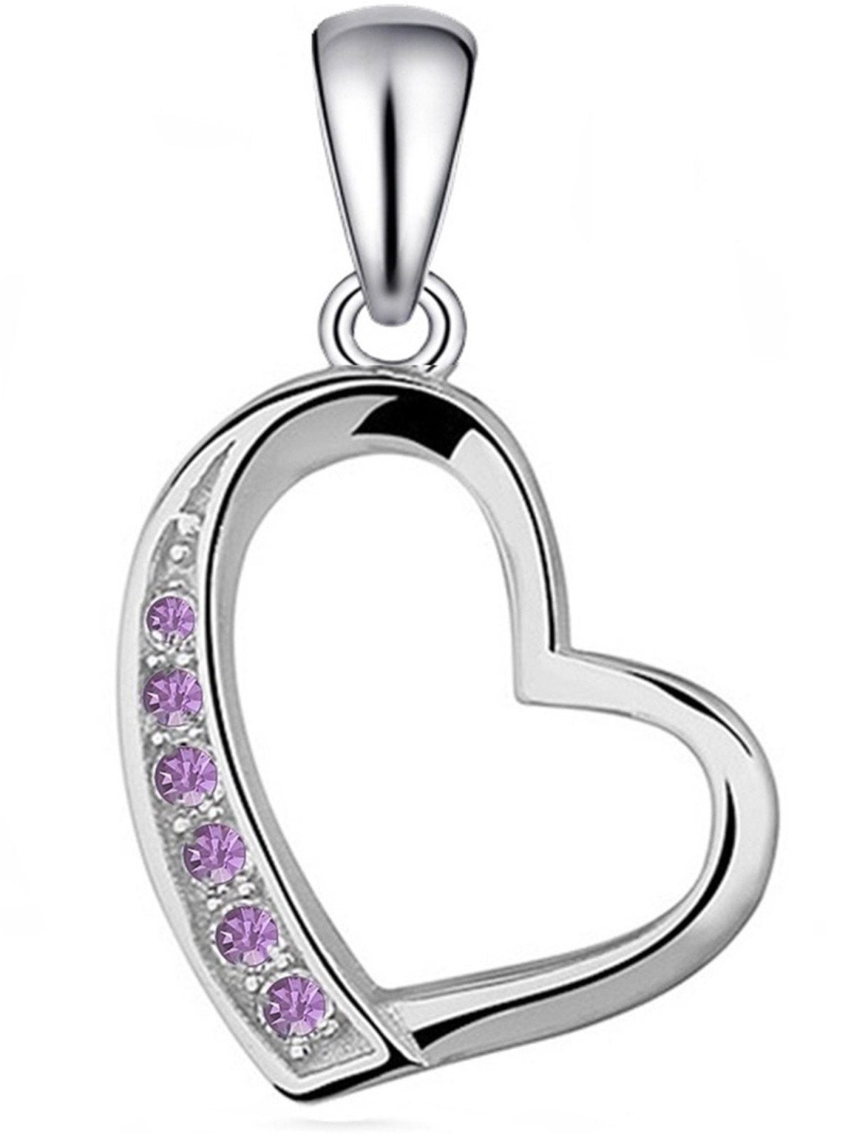 Herz Schmuckanhänger aus echtem 925 Silber mit Zirkonia lila