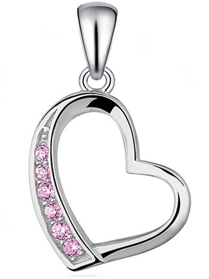 Herz Schmuckanhänger aus echtem 925 Silber mit Zirkonia Rosa