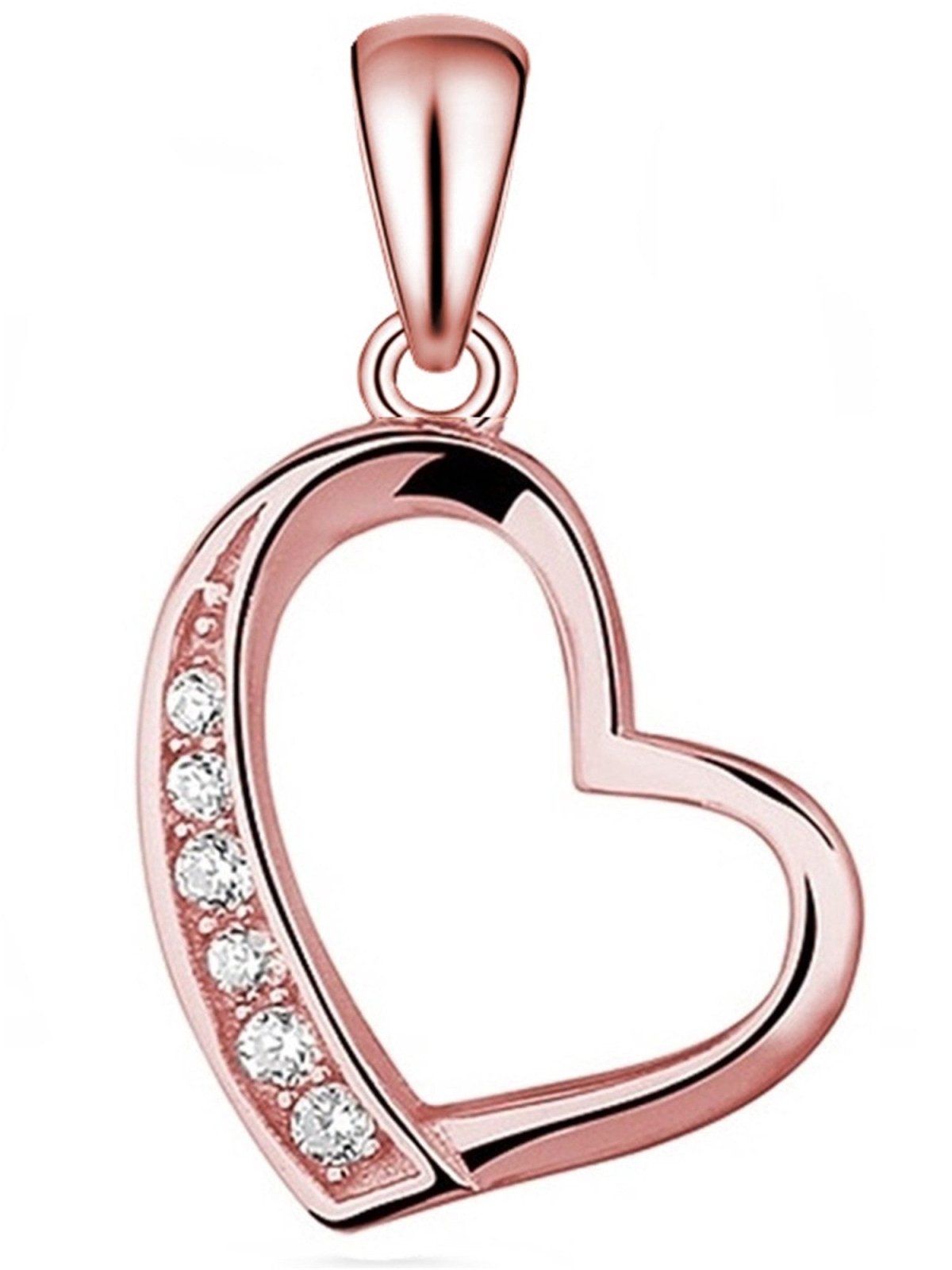 Herz Schmuckanhänger aus echtem 925 Silber mit Zirkonia, rosegold
