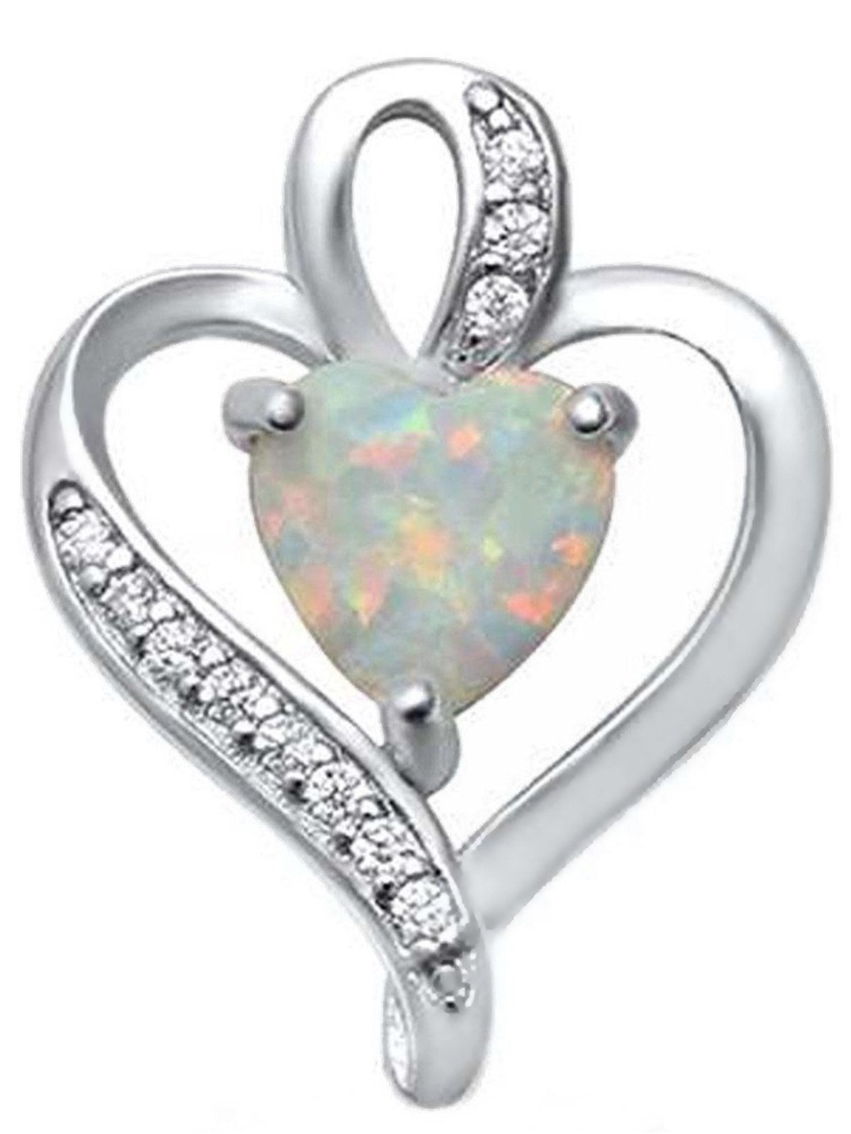 Herz Silberanhänger mit synthetischem Opal Bild 1