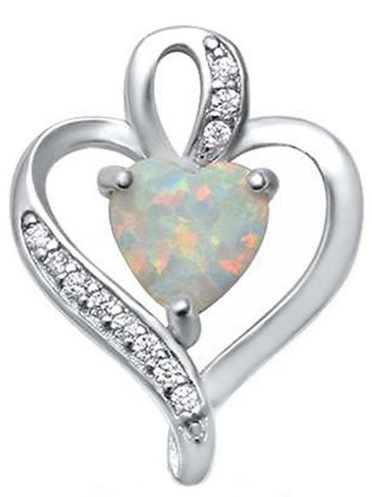 Herz Silberanhänger mit synthetischem Opal Bild 1