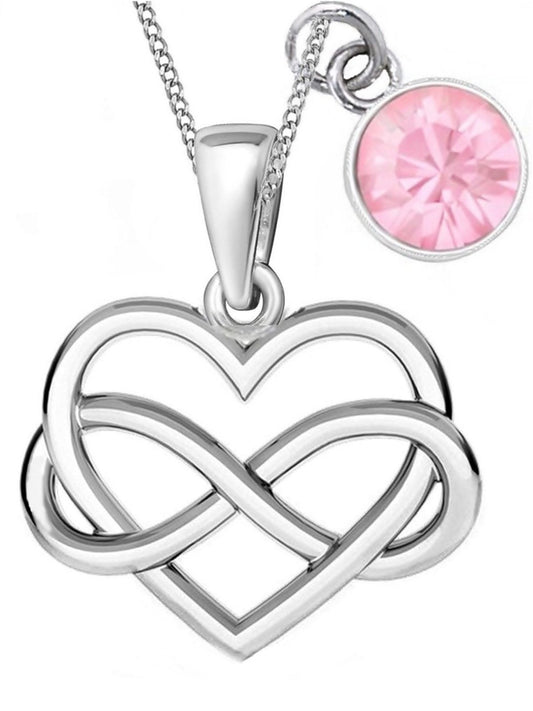 Herz Unendlichkeit Halskette aus echtem 925 Silber mit Zirkonia rosa Bild 1