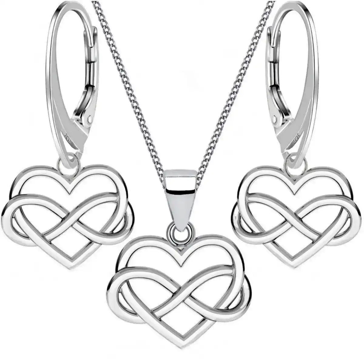 Herz mit Unendlichkeit Schmuckset - Halskette mit Ohrringen Bild 1