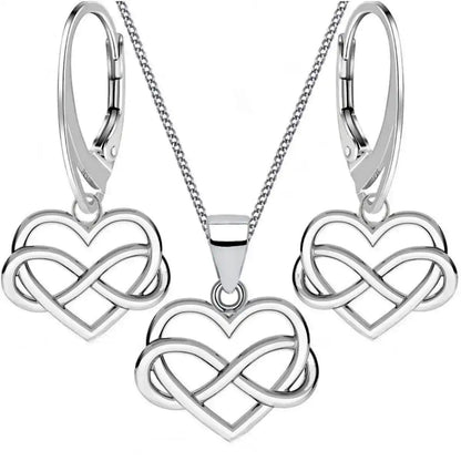 Herz mit Unendlichkeit Schmuckset - Halskette mit Ohrringen Bild 1