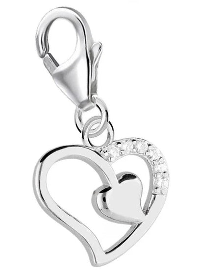 Herzen Charm aus 925 Silber mit Steine – Anhänger für Charmkette Bild 1