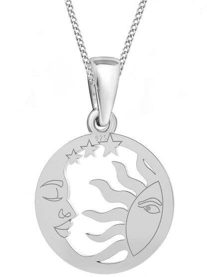 Himmlische Halskette mit Sonne Mond und Sternen aus 925 Silber Bild 1