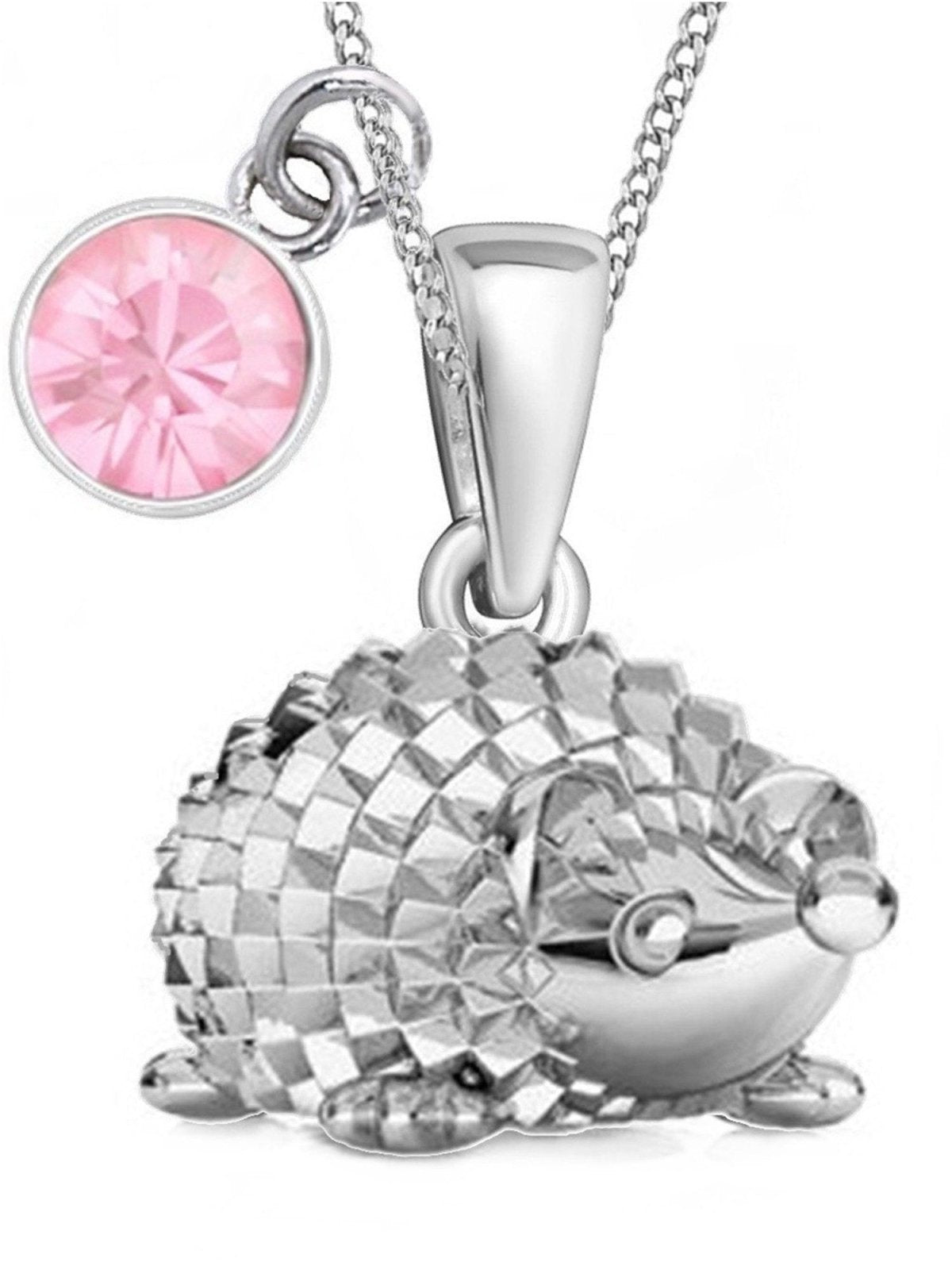 Igel Halskette aus echtem 925 Silber mit rundem Zirkonia rosa Bild 1