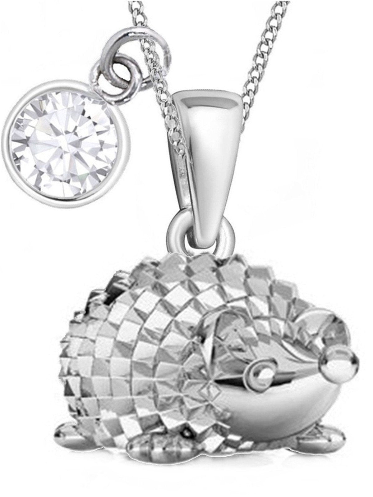 Igel Halskette aus echtem 925 Silber mit rundem Zirkonia weiß Bild 1