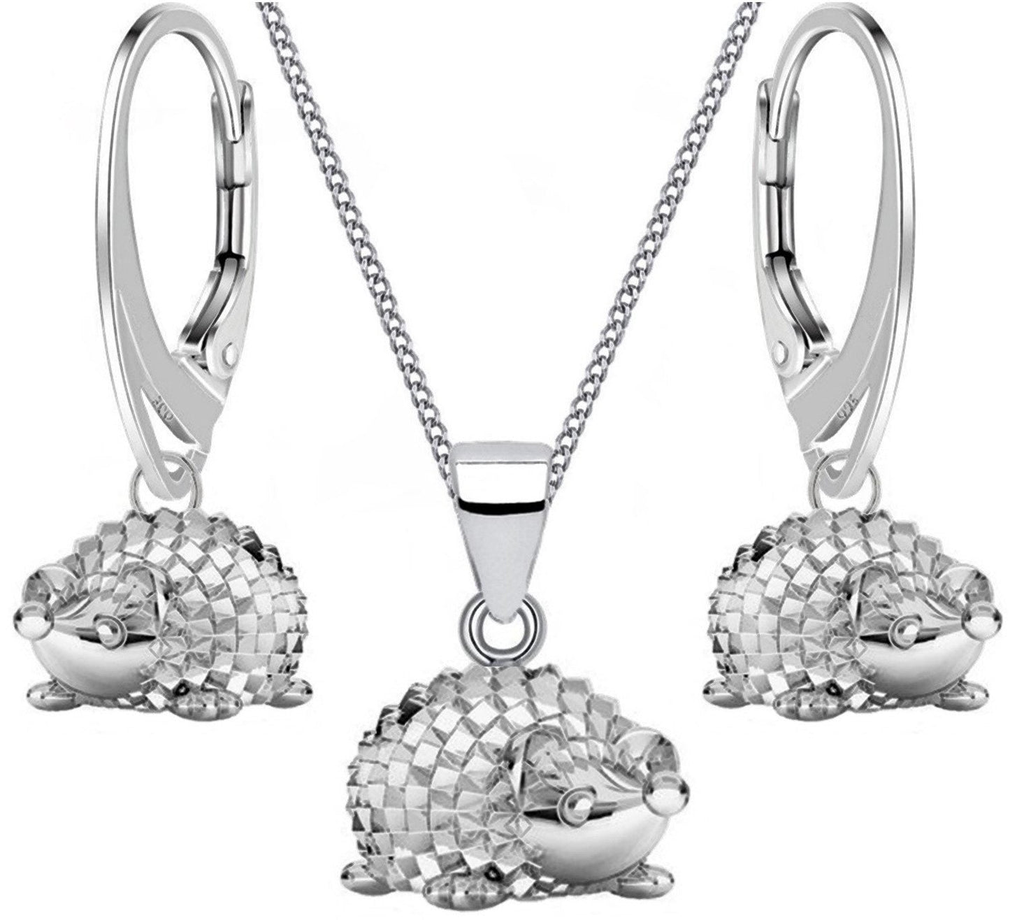 Igel Halskette mit Ohrringen Schmuckset aus 925 Sterling Silber Bild 1