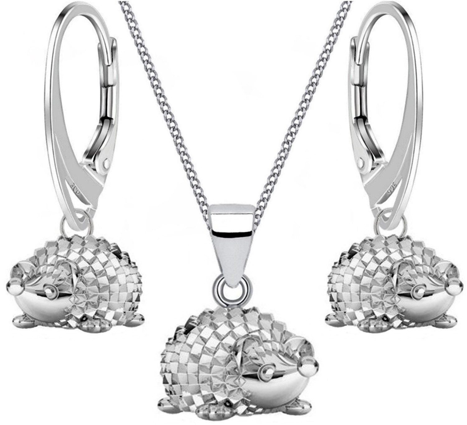 Igel Halskette mit Ohrringen Schmuckset aus 925 Sterling Silber Bild 1