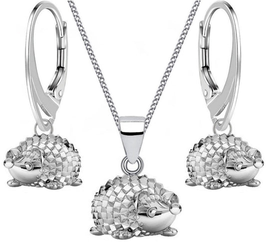 Igel Halskette mit Ohrringen Schmuckset aus 925 Sterling Silber Bild 1