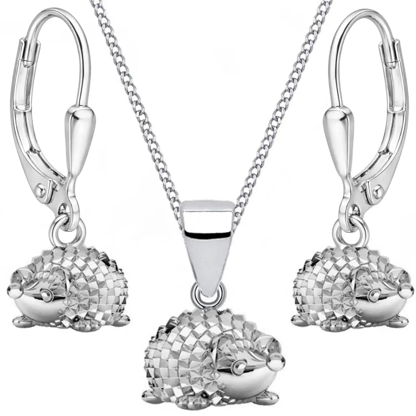 Igel Halskette mit Ohrringen für Kinder aus 925 Sterling Silber bild 1