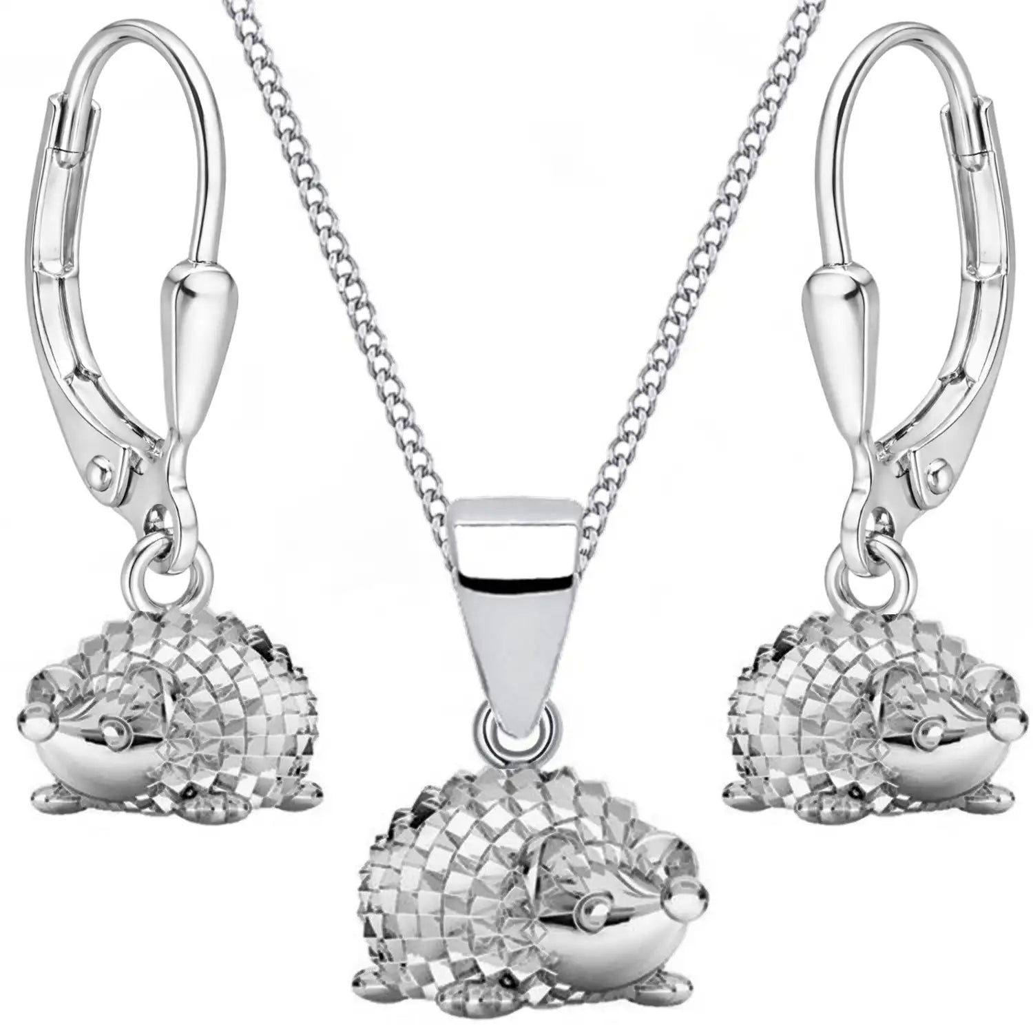 Igel Halskette mit Ohrringen für Kinder aus 925 Sterling Silber bild 1