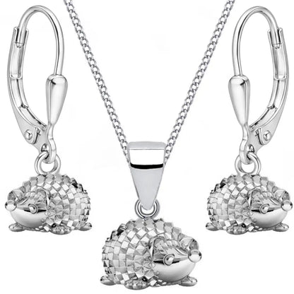 Igel Halskette mit Ohrringen für Kinder aus 925 Sterling Silber bild 1
