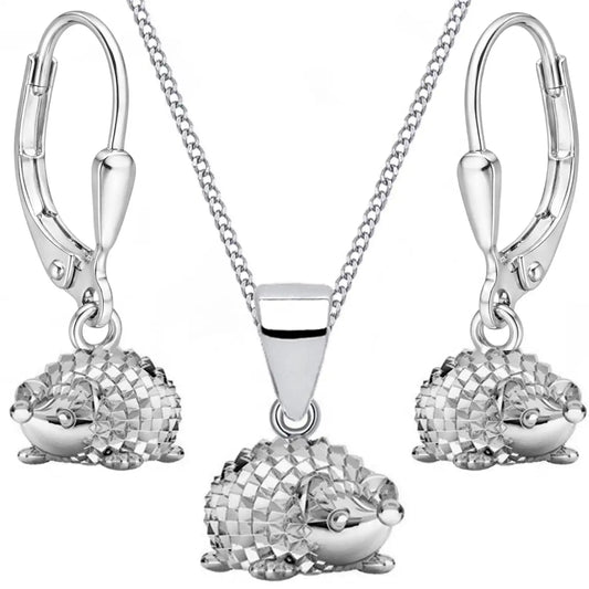 Igel Halskette mit Ohrringen für Kinder aus 925 Sterling Silber bild 1