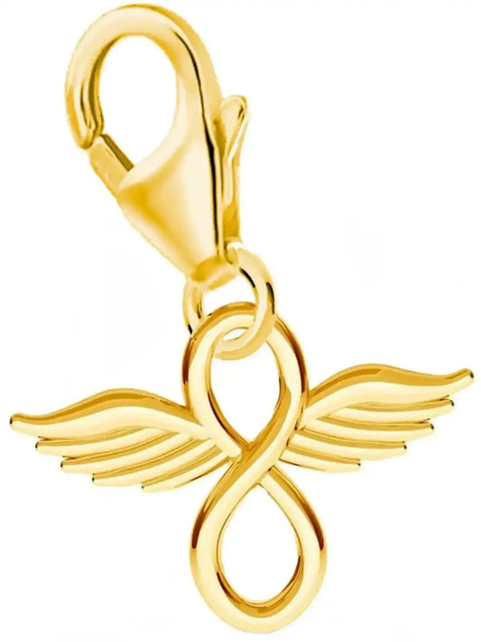 Infinity Flügel Charm Silber 925 vergoldet – Armband Anhänger Bild 1