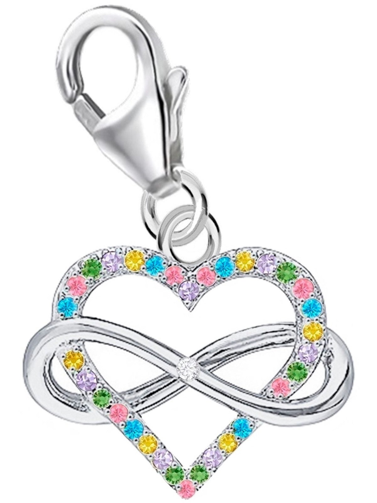 Infinity Herz Charm 925 Silber – bunter Symbol Schmuck Bild 1