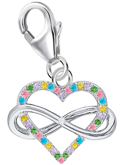 Infinity Herz Charm 925 Silber – bunter Symbol Schmuck Bild 1
