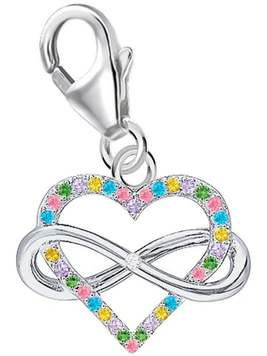 Infinity Herz Charm 925 Silber – bunter Symbol Schmuck Bild 1