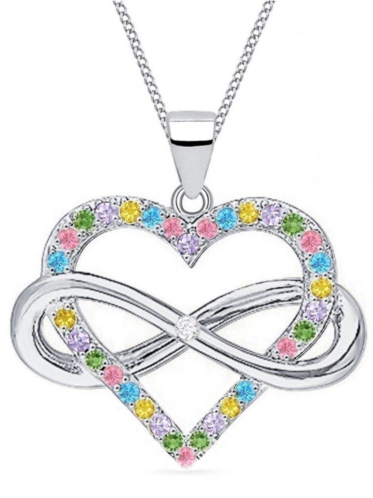 Infinity Herz Kette mit farbigen Zirkonia Bild 1