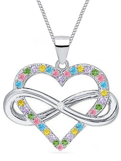 Infinity Herz Kette mit farbigen Zirkonia Bild 1