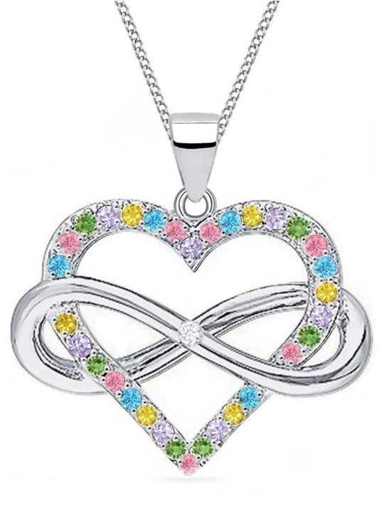 Infinity Herz Kette mit farbigen Zirkonia Bild 1