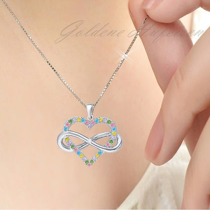 Infinity Herz Kette mit farbigen Zirkonia Bild 2