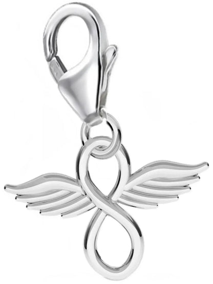 Infinity mit Flügel Charm aus 925 Silber - Anhänger für Armband Bild 1