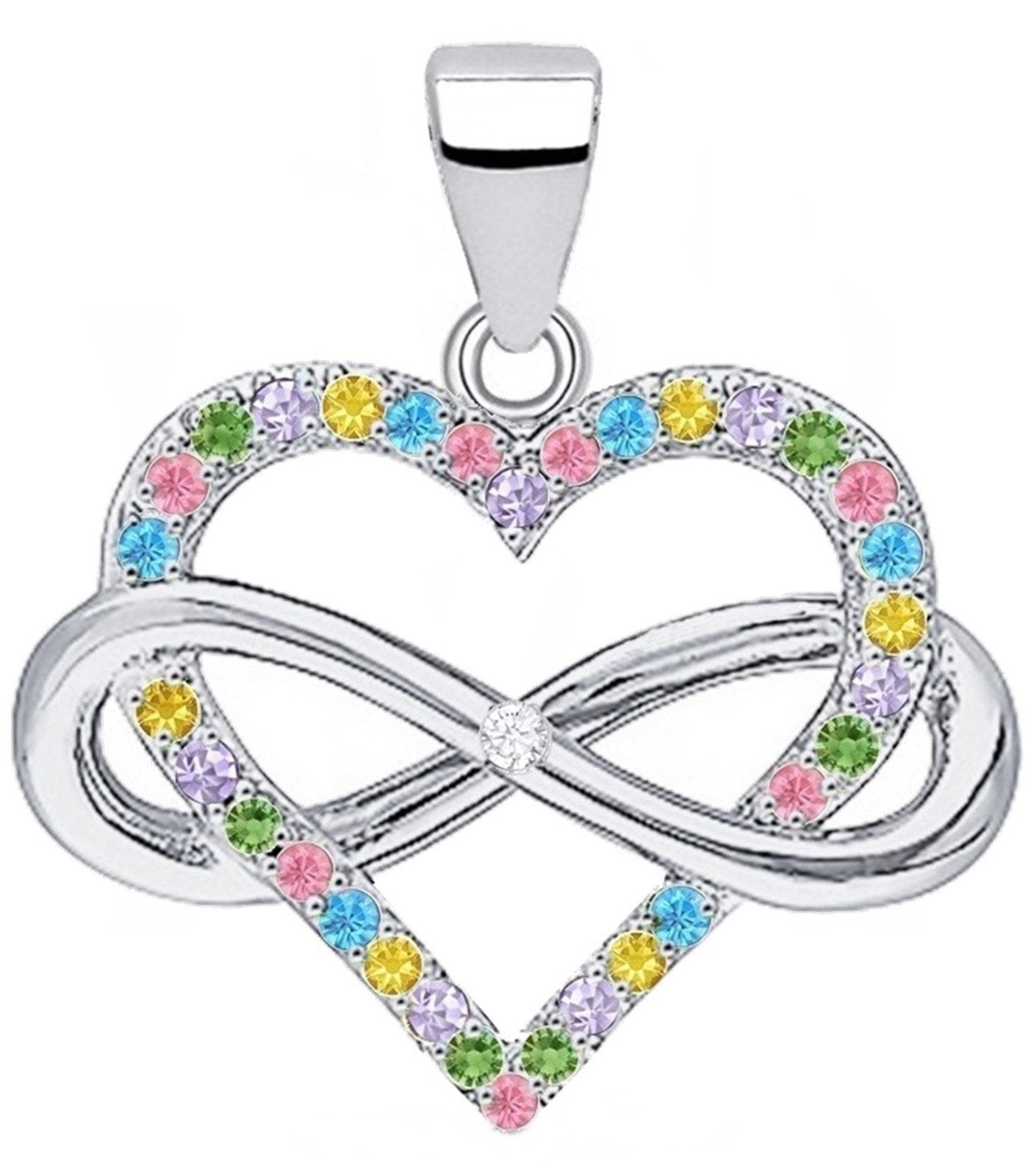 Infinity mit Herz Silberanhänger aus 925 Silber für Halsketten, Bunt