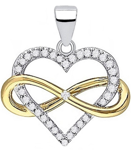 Infinity mit Herz Silberanhänger aus 925 Silber vergoldet für Halsketten Bild 1
