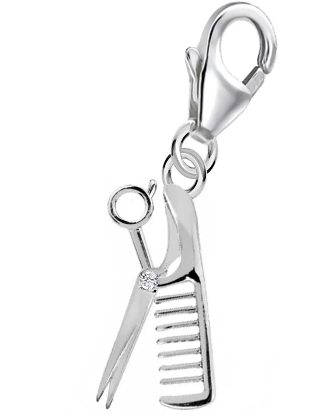 Kamm Schere Charm 925 Silber – Anhänger für Schneider und Stylist Bild 1