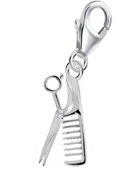 Kamm Schere Charm 925 Silber – Anhänger für Schneider und Stylist Bild 1