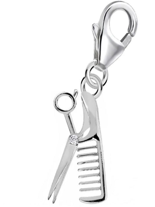 Kamm Schere Charm 925 Silber – Anhänger für Schneider und Stylist Bild 1