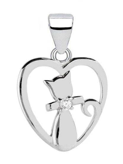 Kater Anhänger ohne Kette aus Silber 925 - Haustier mit Herz Bild 1