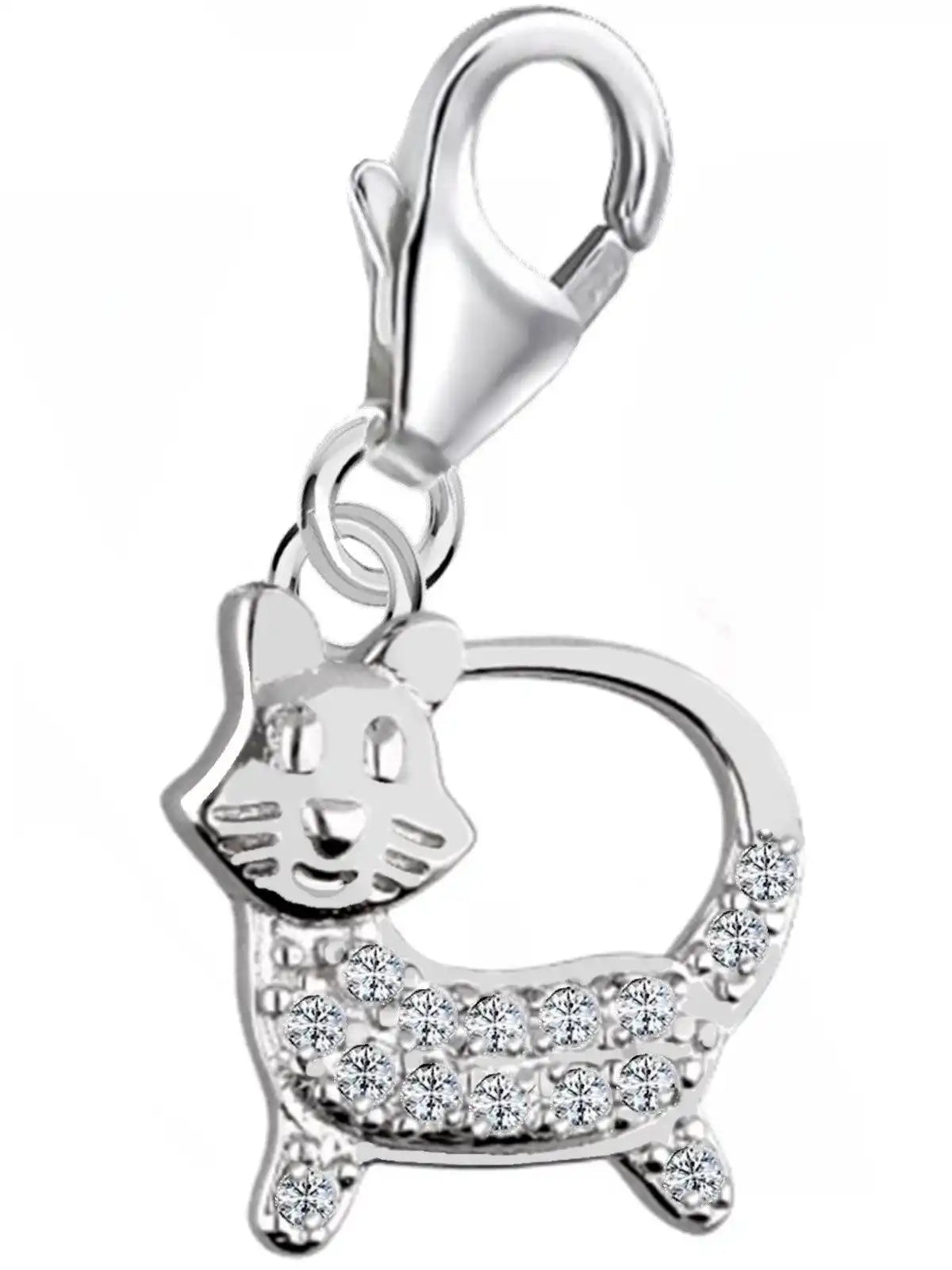 Kater Charm aus 925 Silber mit Zirkonia – Tier Schmuck Bild 1