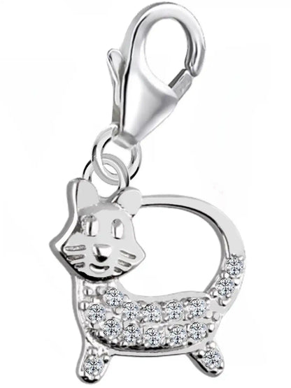 Kater Charm aus 925 Silber mit Zirkonia – Tier Schmuck Bild 1