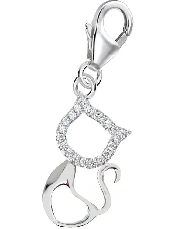 Kater mit Herz Charm aus echtem 925 Silber für Charm Armbänder Bild 1