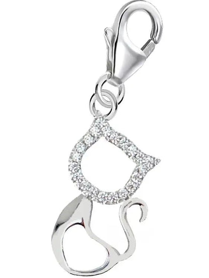 Kater mit Herz Charm aus echtem 925 Silber für Charm Armbänder Bild 1