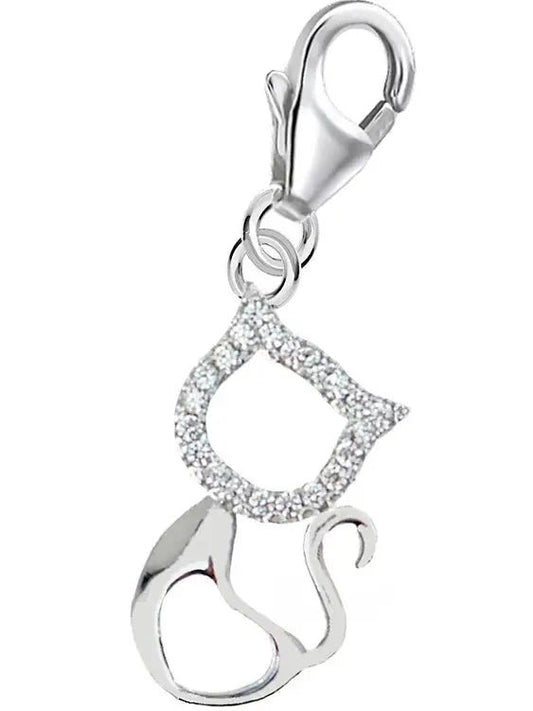 Kater mit Herz Charm aus echtem 925 Silber für Charm Armbänder Bild 1