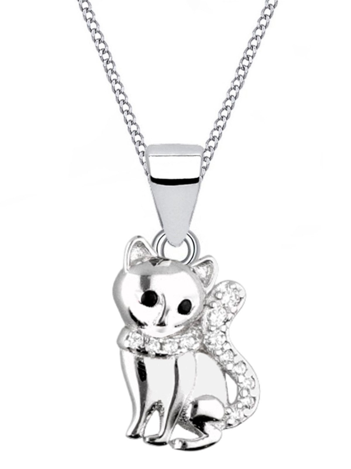 Katze Anhänger mit Halskette aus 925 Silber – klein und süß Bild 1