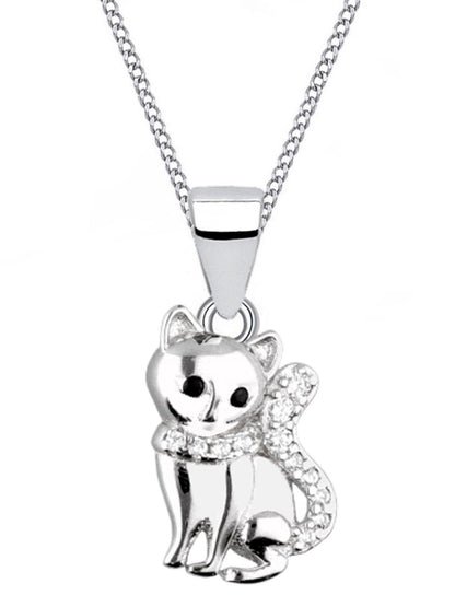 Katze Anhänger mit Halskette aus 925 Silber – klein und süß Bild 1