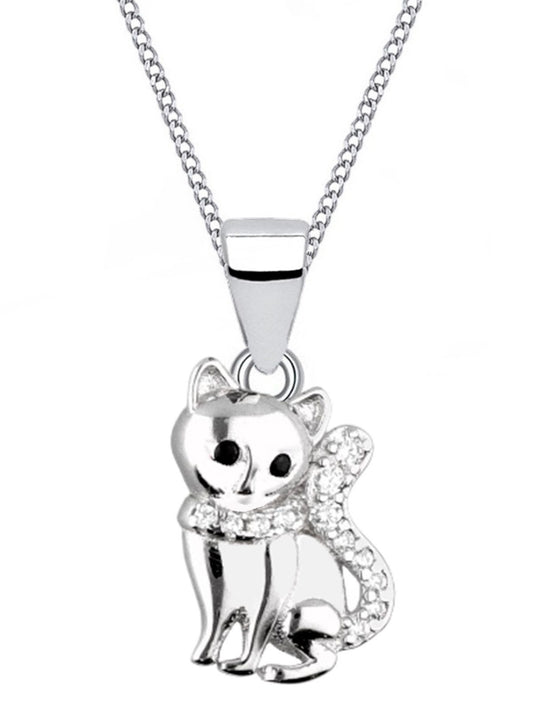 Katze Anhänger mit Halskette aus 925 Silber – klein und süß Bild 1