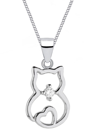 Katze Anhänger mit feiner Ankerkette aus echtem 925 Silber Bild 1