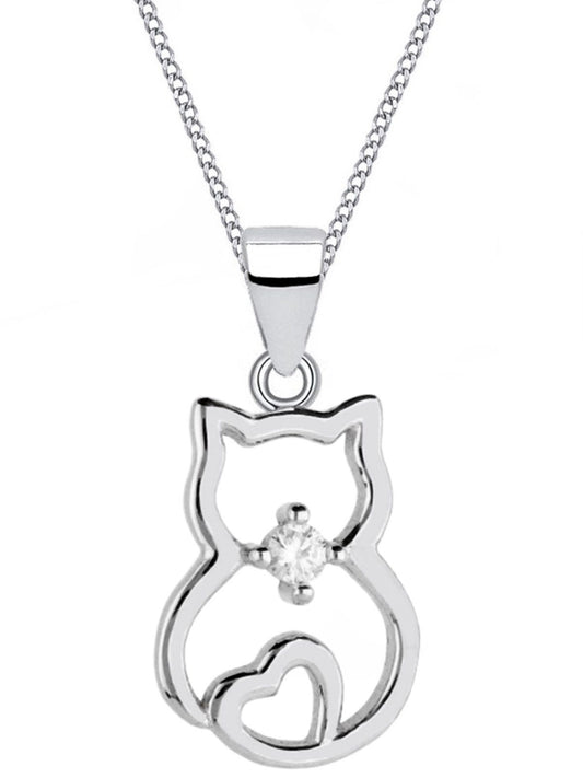 Katze Anhänger mit feiner Ankerkette aus echtem 925 Silber Bild 1