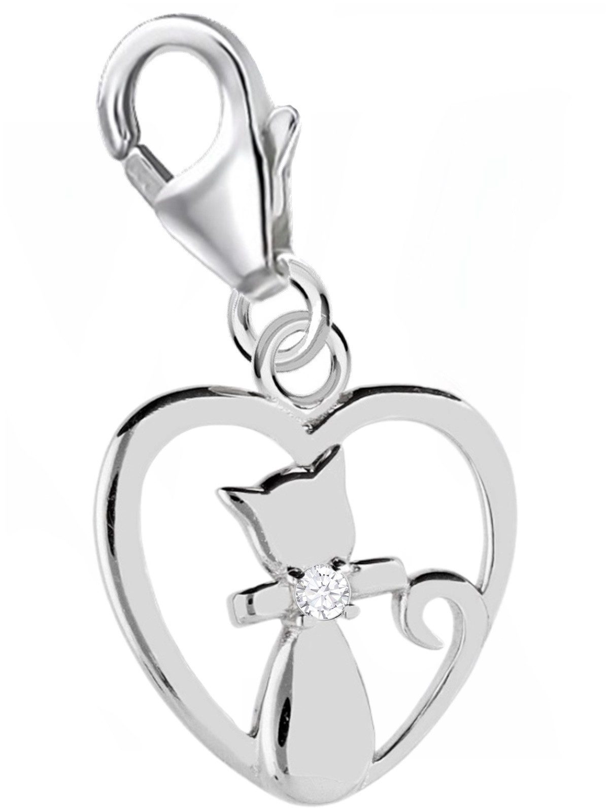 Katze Charm Silber 925 - Geschenk für Bettelarmband Schmuck Bild 1