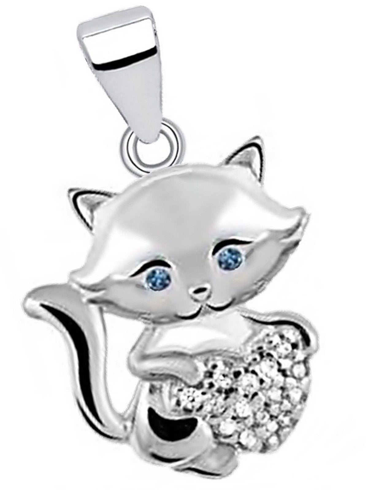 Katze Silberanhänger mit Herz aus 925 Silber (ohne Kette) Bild 1