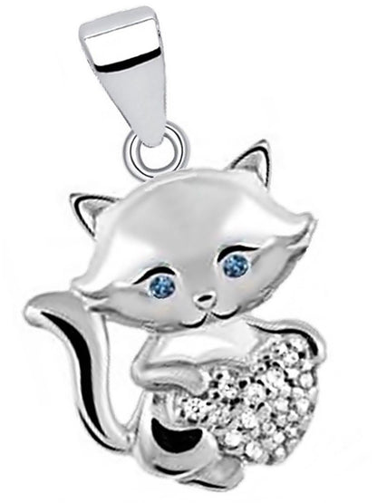 Katze Silberanhänger mit Herz aus 925 Silber (ohne Kette) Bild 1