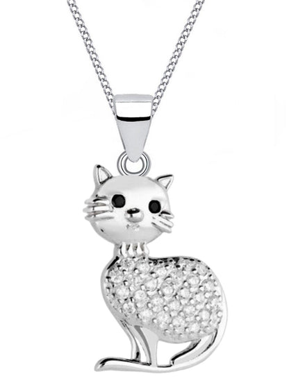 Katze Silberkette aus 925 Silber und funkelnden Zirkonia Bild 1