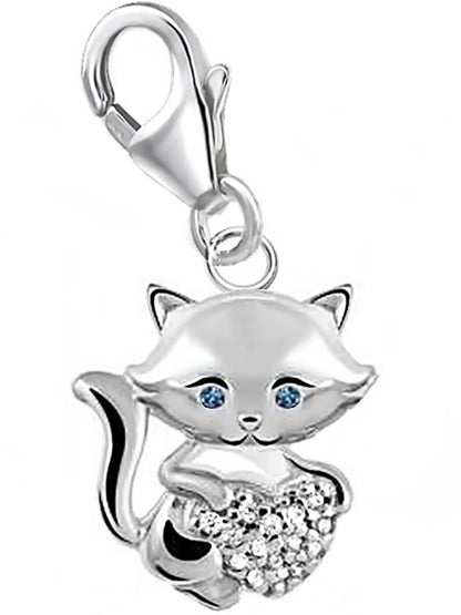Katze mit Herz Charm aus 925 Silber – Tierliebe Schmuck Bild 1