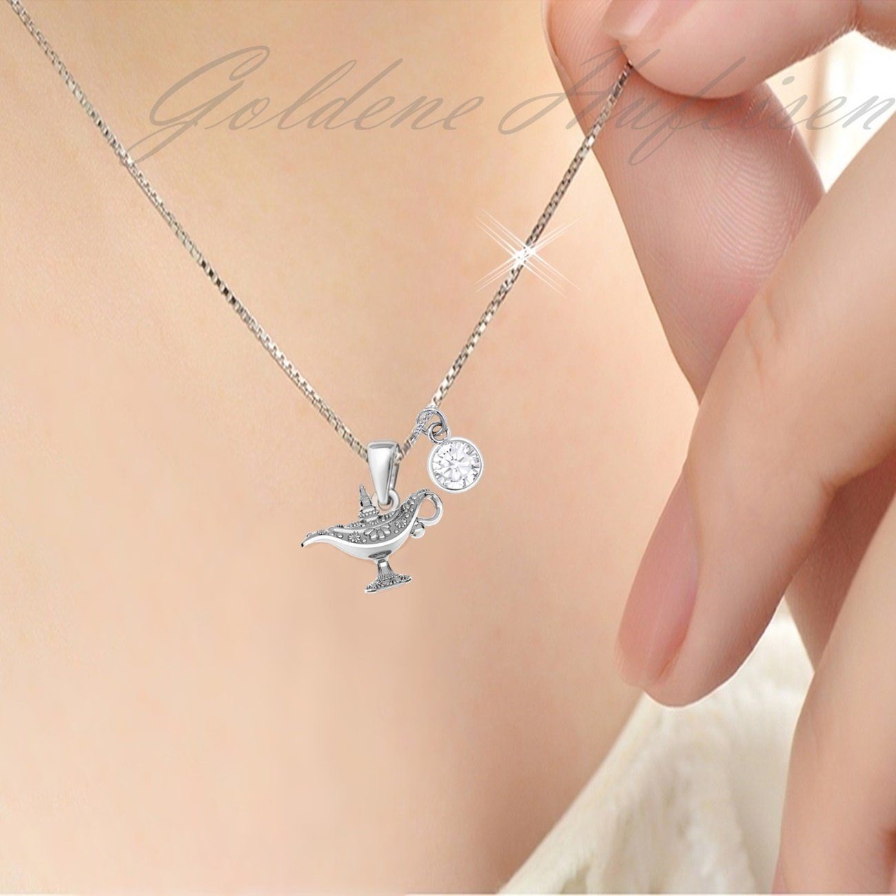 Kinderkette mit Wunderlampe Anhänger aus echtem 925 Silber Bild 2